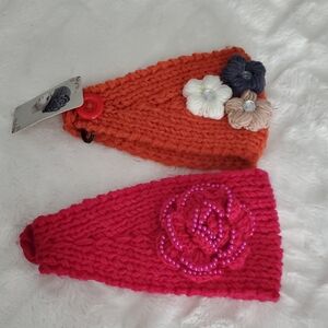 Source Unknown Orange and Red Knitted Headbands